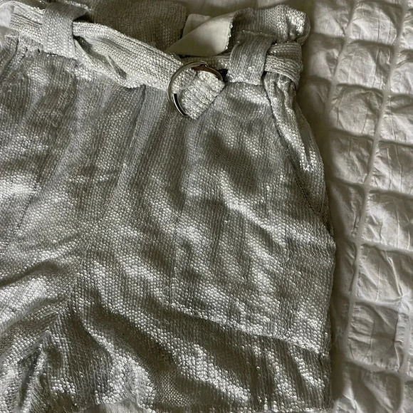 IRO Inaro silver sequin high waisted shorts - Picture 6 of 14
